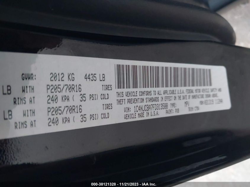 2015 JEEP COMPASS SPORT - 1C4NJCBA7FD313588