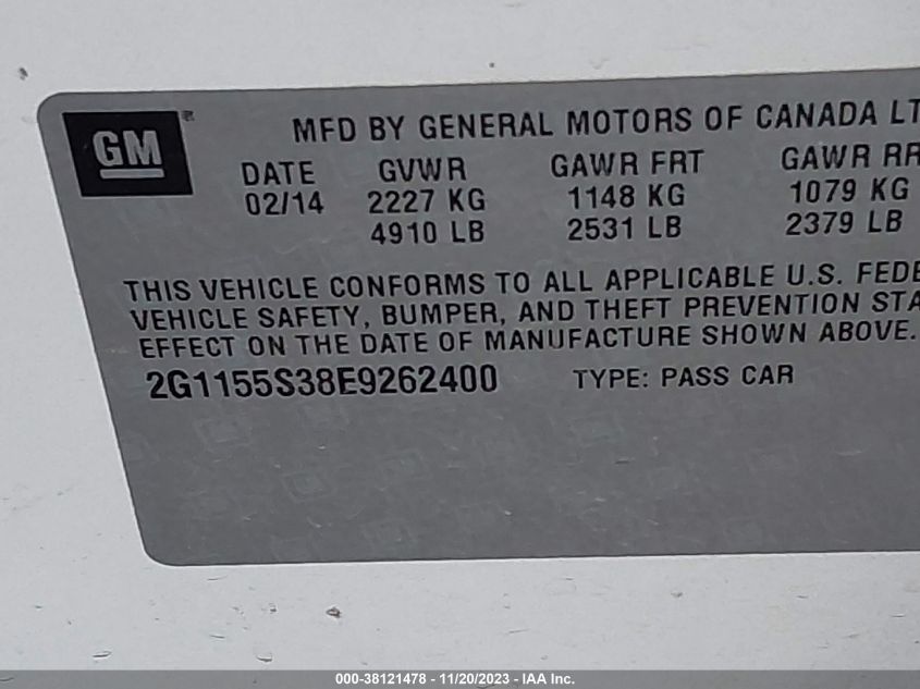 2014 CHEVROLET IMPALA 2LZ - 2G1155S38E9262400