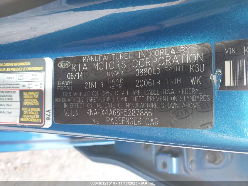 2015 KIA FORTE LX - KNAFX4A68F5287886