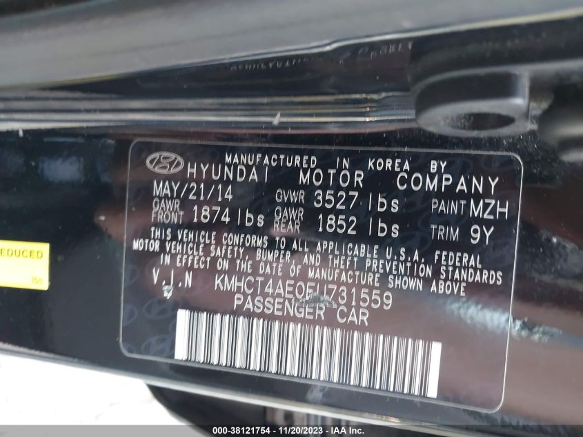2014 HYUNDAI ACCENT GLS - KMHCT4AE0EU731559