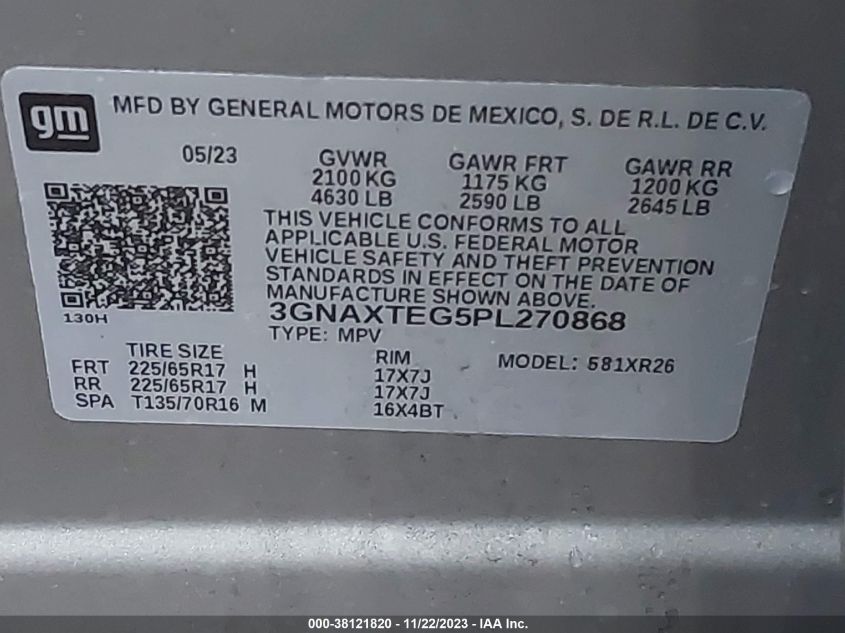 2023 CHEVROLET EQUINOX AWD 2FL - 3GNAXTEG5PL270868