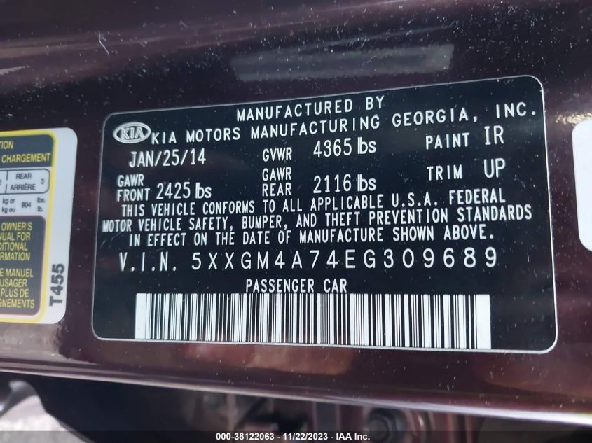 2014 KIA OPTIMA LX - 5XXGM4A74EG309689