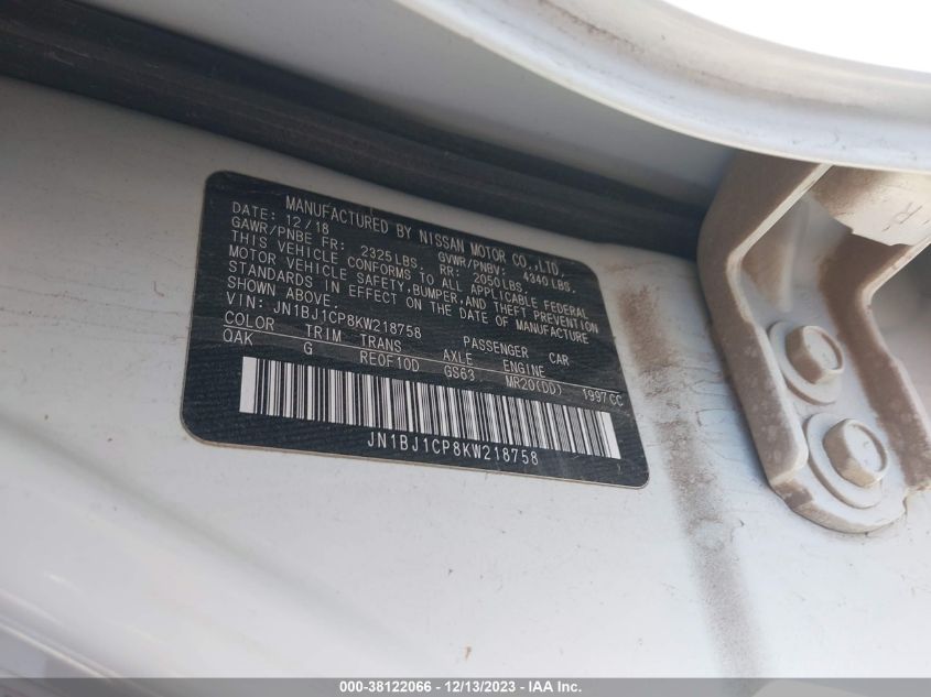 2019 NISSAN ROGUE SPORT S - JN1BJ1CP8KW218758