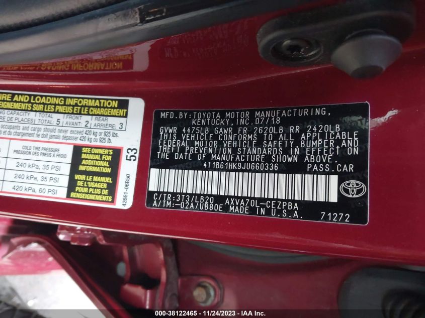 2018 TOYOTA CAMRY XSE - 4T1B61HK9JU660336