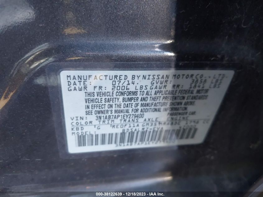 2014 NISSAN SENTRA SR - 3N1AB7AP1EY279400