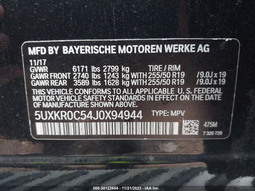 5UXKR0C54J0X94944 2018 BMW X5, photo no. 9