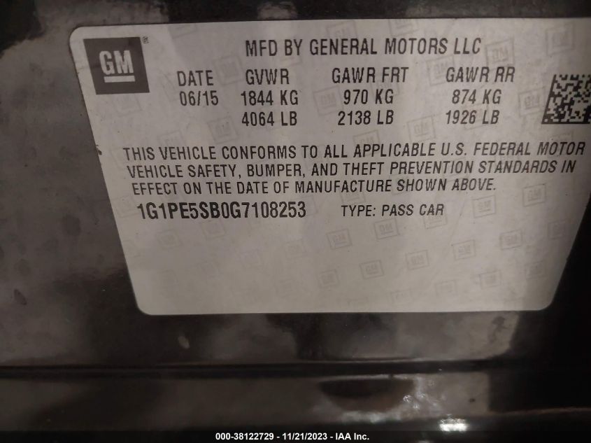 2016 CHEVROLET CRUZE LIMITED 1LT AUTO - 1G1PE5SB0G7108253