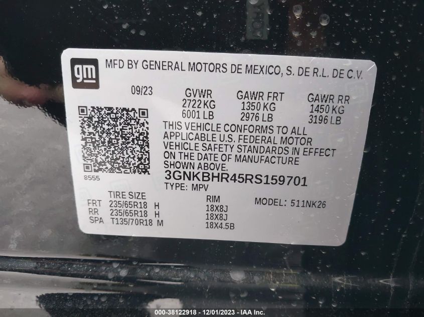 2024 CHEVROLET BLAZER AWD 2LT - 3GNKBHR45RS159701