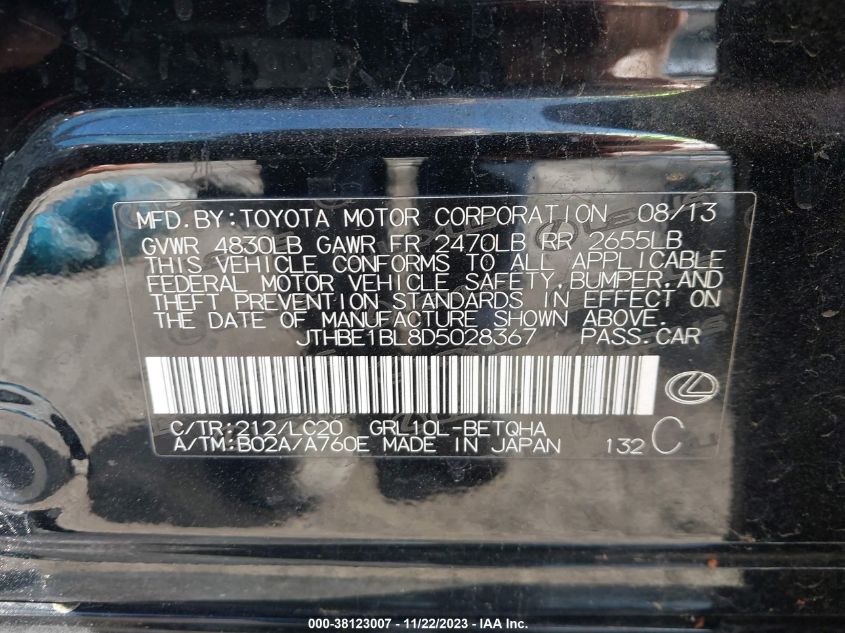 2013 LEXUS GS 350 - JTHBE1BL8D5028367