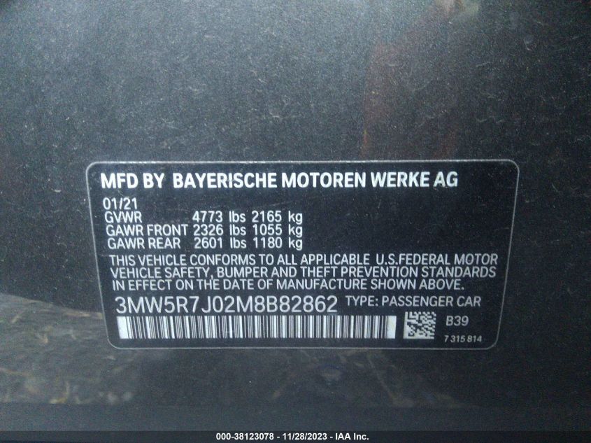 2021 BMW 330I XDRIVE - 3MW5R7J02M8B82862