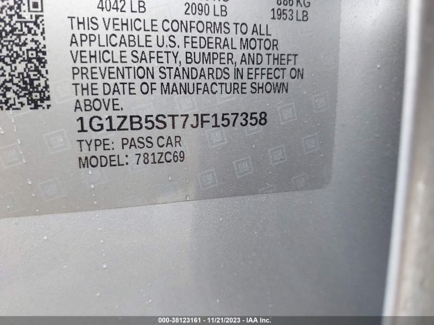 2018 CHEVROLET MALIBU 1LS - 1G1ZB5ST7JF157358