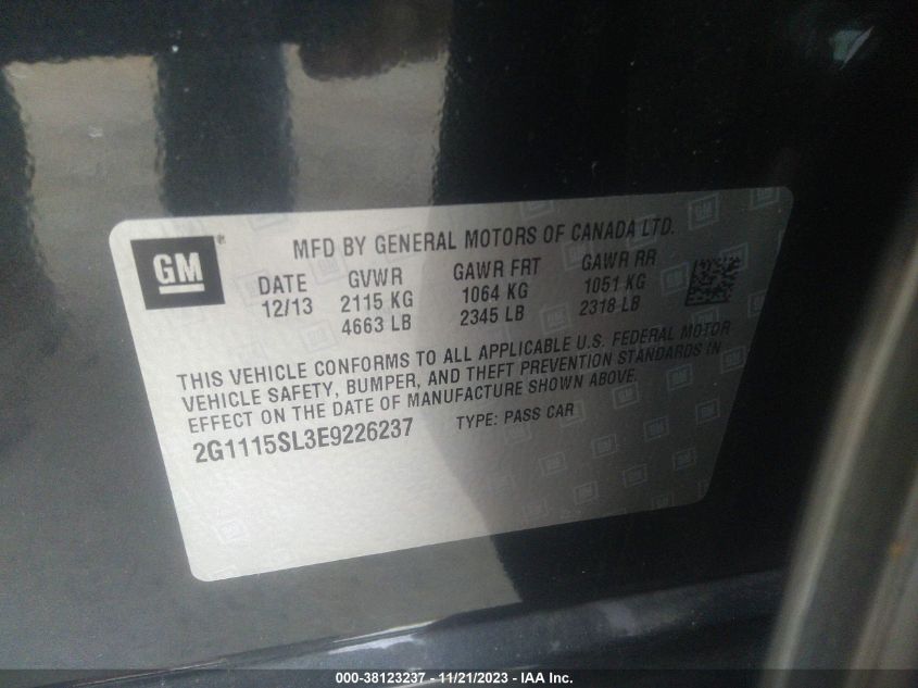 2014 CHEVROLET IMPALA 1LT - 2G1115SL3E9226237