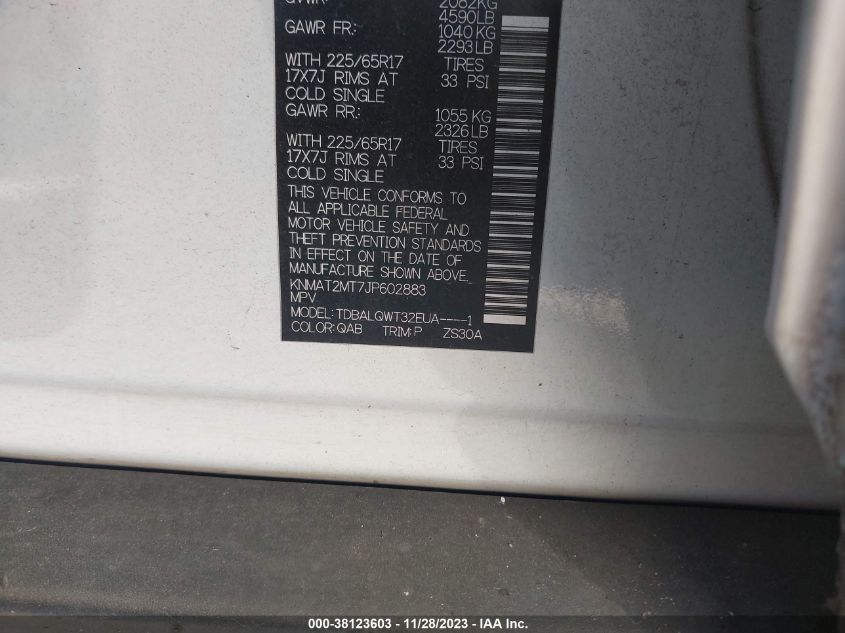 2018 NISSAN ROGUE S/SV - KNMAT2MT7JP602883