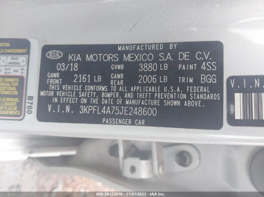 2018 KIA FORTE LX - 3KPFL4A75JE248600