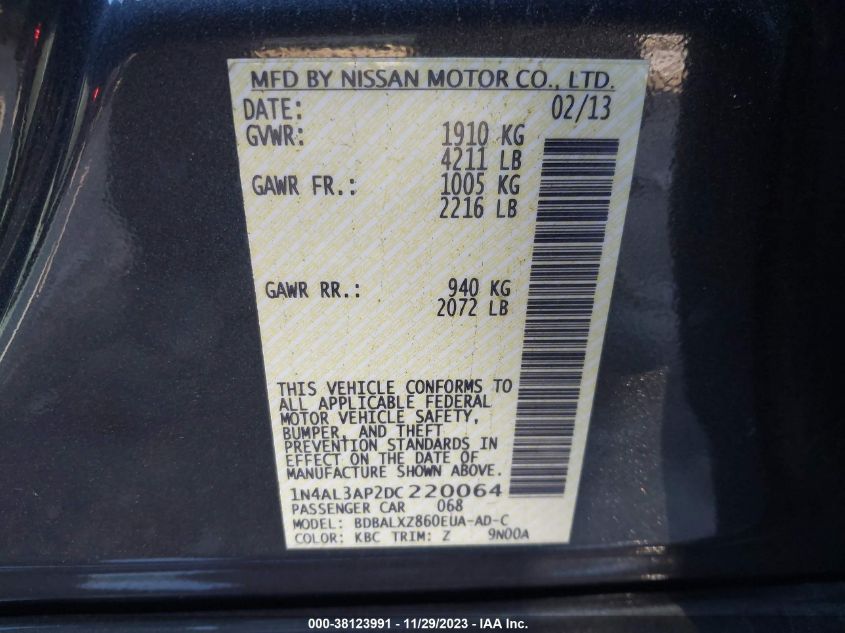 2013 NISSAN ALTIMA 2.5 SL - 1N4AL3AP2DC220064