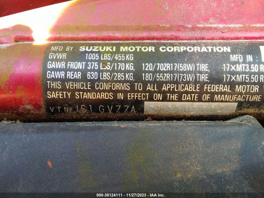 2001 SUZUKI GSF1200 S JS1GV77A212102004