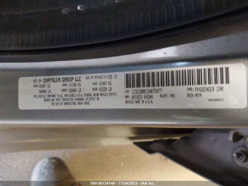 2013 CHRYSLER 200 TOURING - 1C3CCBBB1DN672077