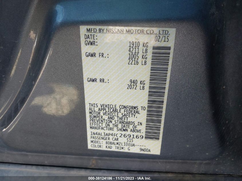 2015 NISSAN ALTIMA 2.5 SV - 1N4AL3AP4FC269169