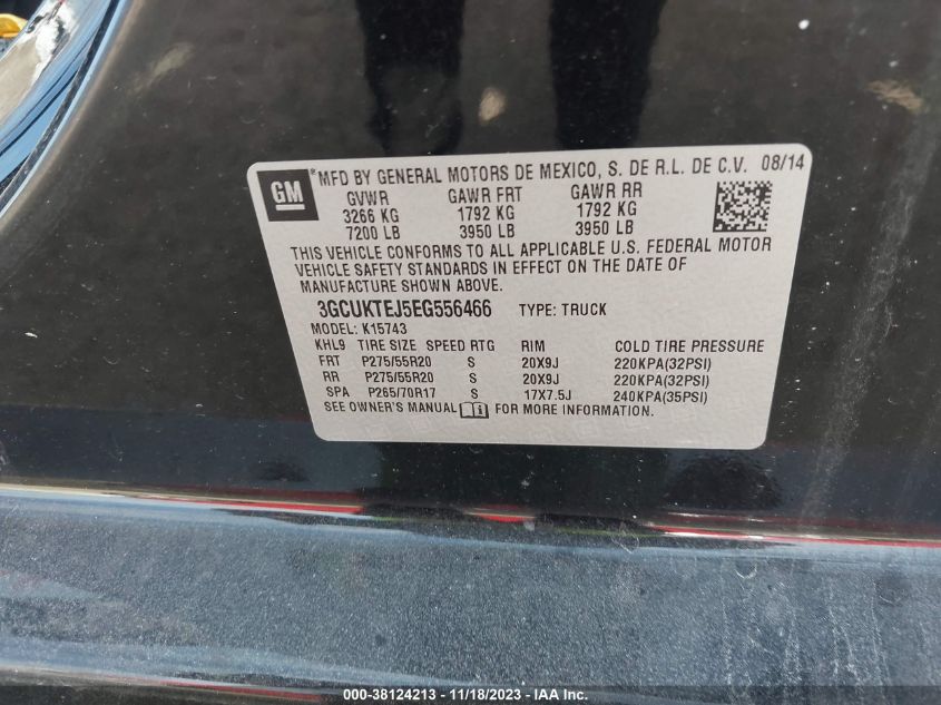 2014 CHEVROLET SILVERADO 1500 HIGH COUNTRY - 3GCUKTEJ5EG556466