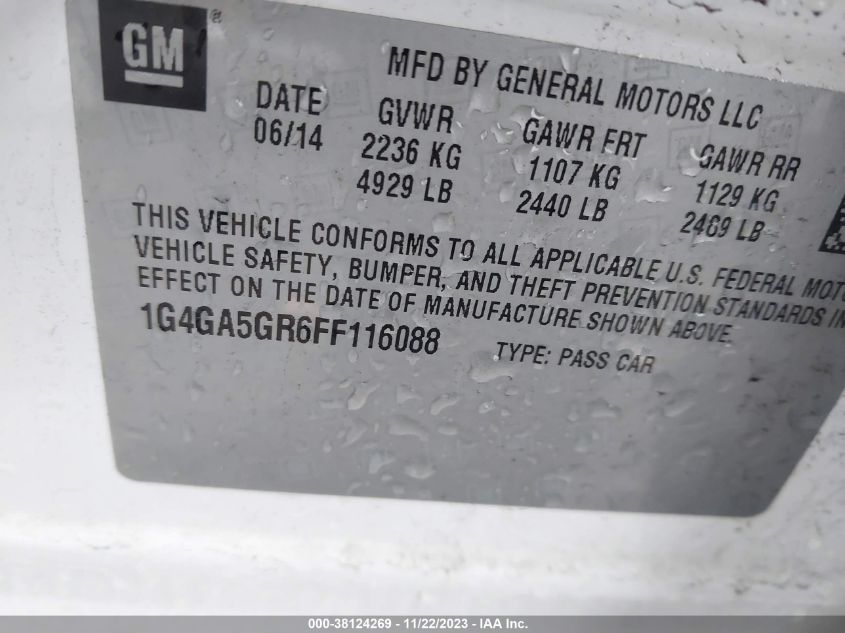 2015 BUICK LACROSSE BASE - 1G4GA5GR6FF116088