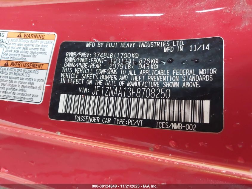 2015 TOYOTA SCION FR-S JF1ZNAA13F8708250