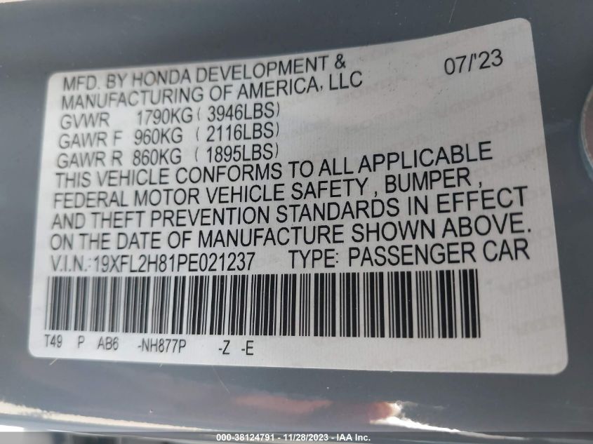 2023 HONDA CIVIC SPORT - 19XFL2H81PE021237