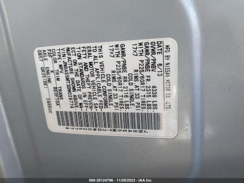 2013 NISSAN ROGUE SV - JN8AS5MT3DW029774