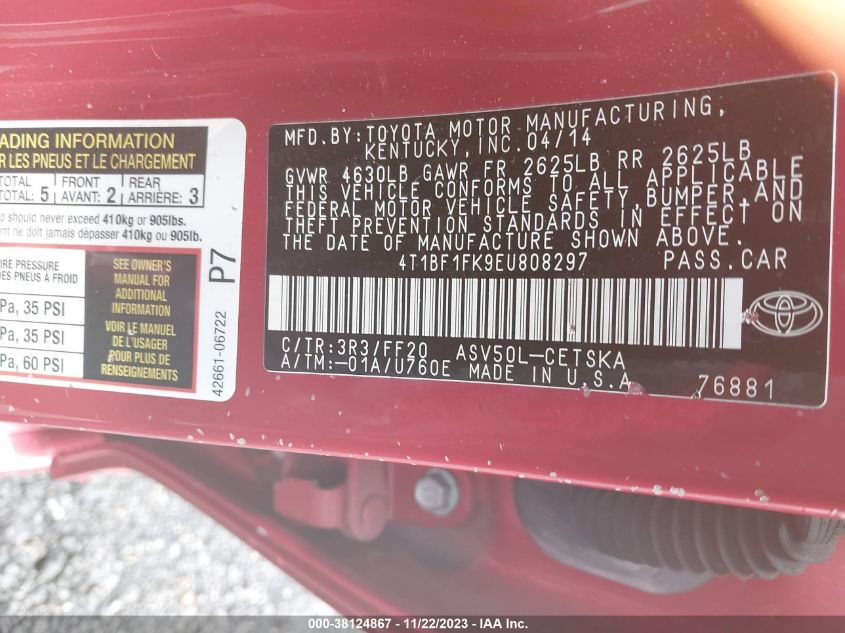 2014 TOYOTA CAMRY SE - 4T1BF1FK9EU808297