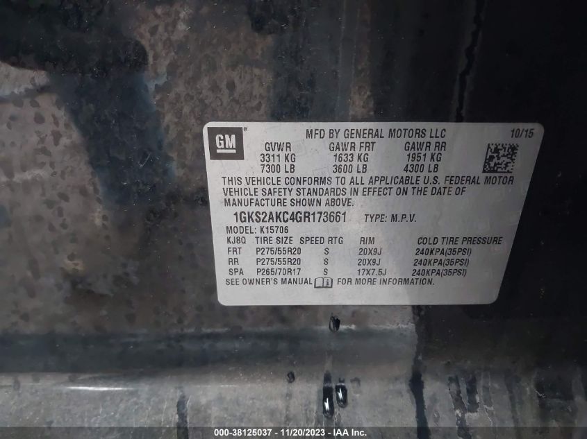 2016 GMC YUKON SLE - 1GKS2AKC4GR173661