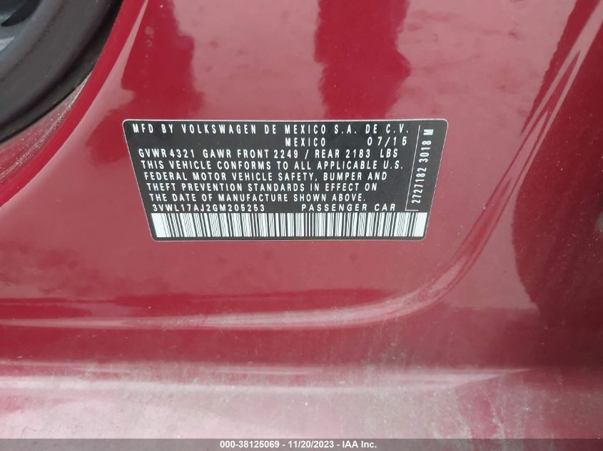 2016 VOLKSWAGEN JETTA 1.8T SEL - 3VWL17AJ2GM205253