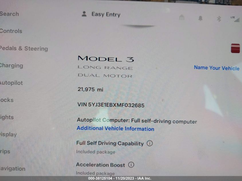 2021 TESLA MODEL 3 LONG RANGE DUAL MOTOR - 5YJ3E1EBXMF032685