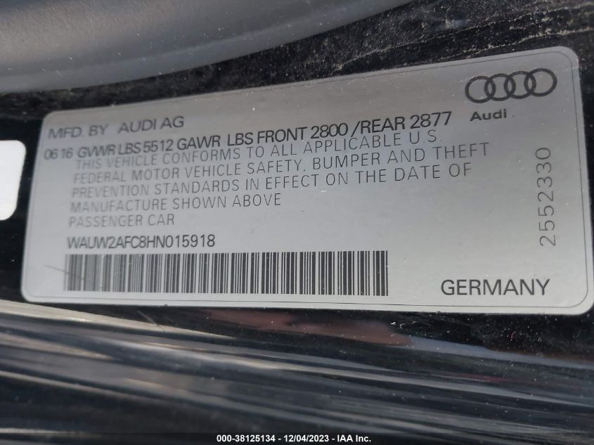 2017 AUDI A7 PREMIUM PLUS - WAUW2AFC8HN015918