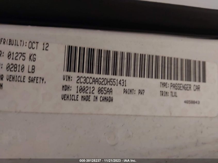 2013 CHRYSLER 300 - 2C3CCAAG2DH551431