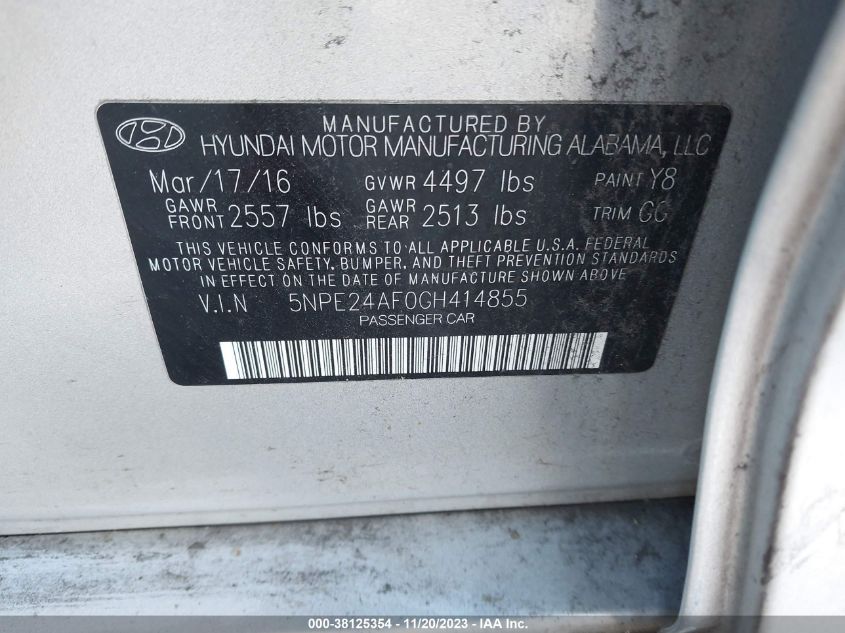 2016 HYUNDAI SONATA SE - 5NPE24AF0GH414855