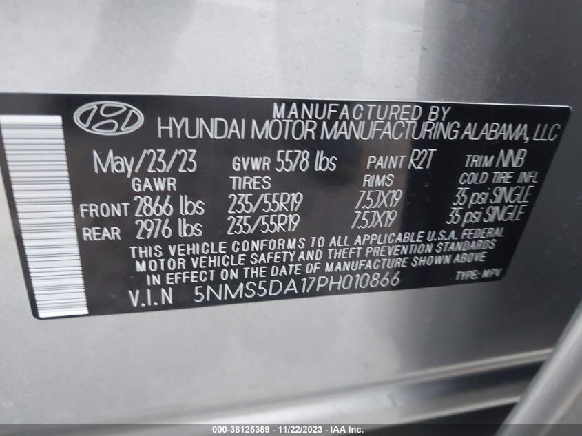 2023 HYUNDAI SANTA FE HYBRID LIMITED 5NMS5DA17PH010866