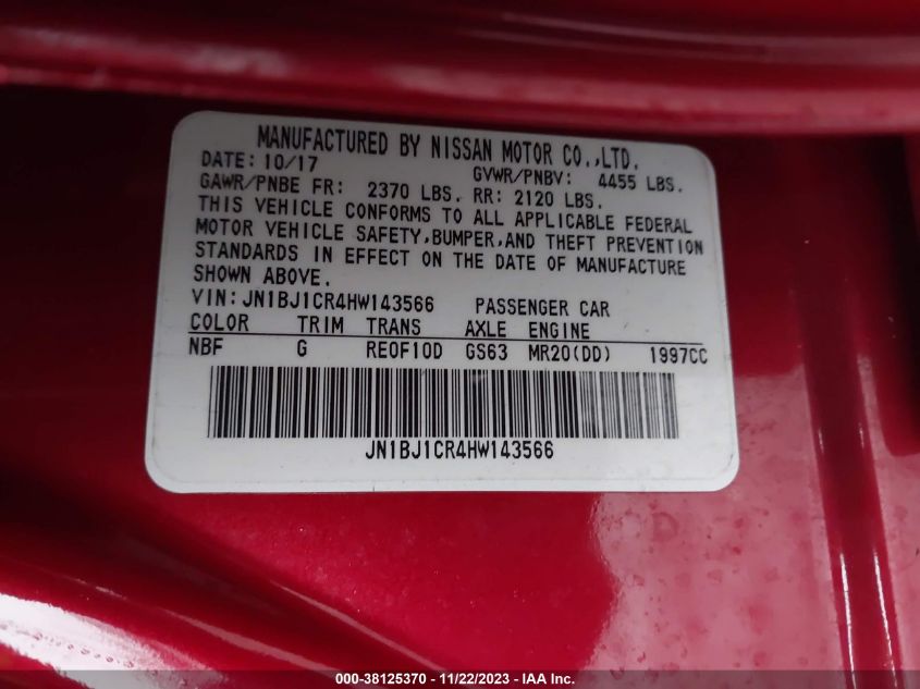 2017 NISSAN ROGUE SPORT SL - JN1BJ1CR4HW143566