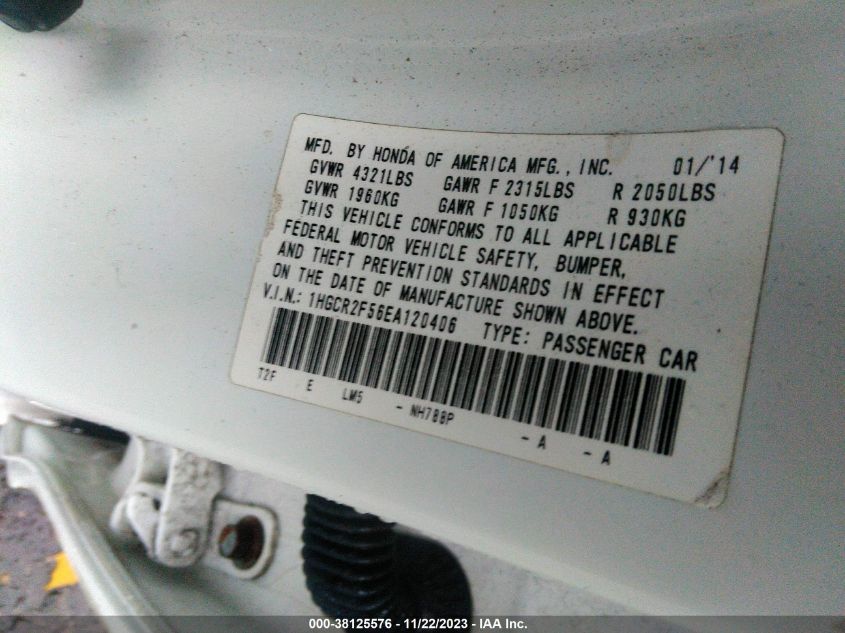 2014 HONDA ACCORD SPORT - 1HGCR2F56EA120406