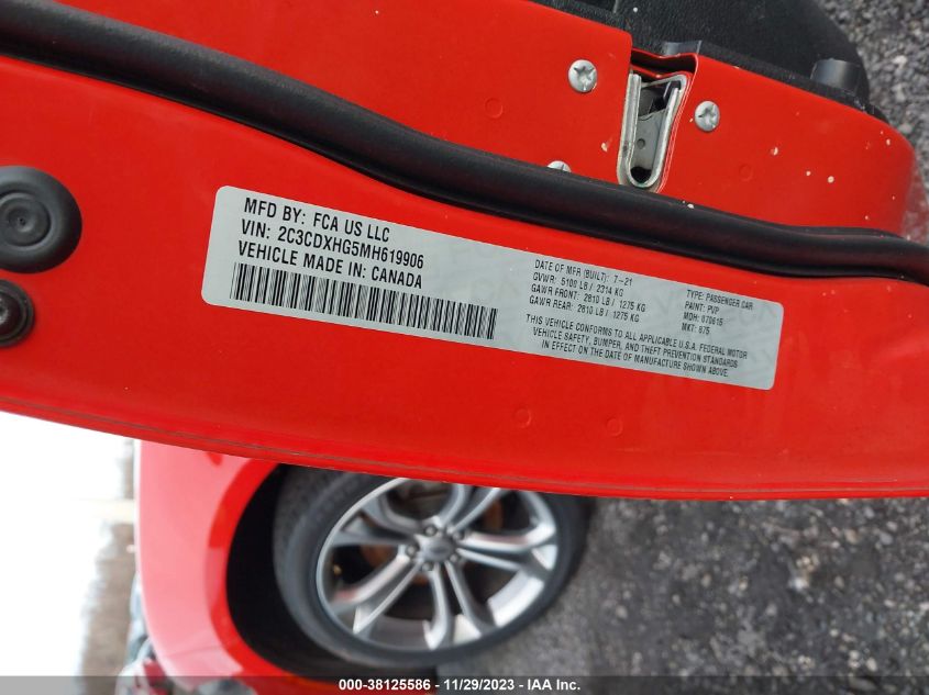2021 DODGE CHARGER GT - 2C3CDXHG5MH619906