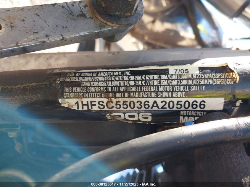 2006 HONDA VTX1300 C 1HFSC55036A205066