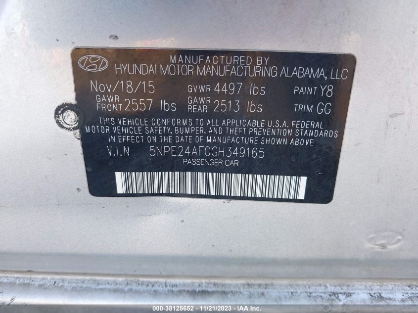 2016 HYUNDAI SONATA SE - 5NPE24AF0GH349165