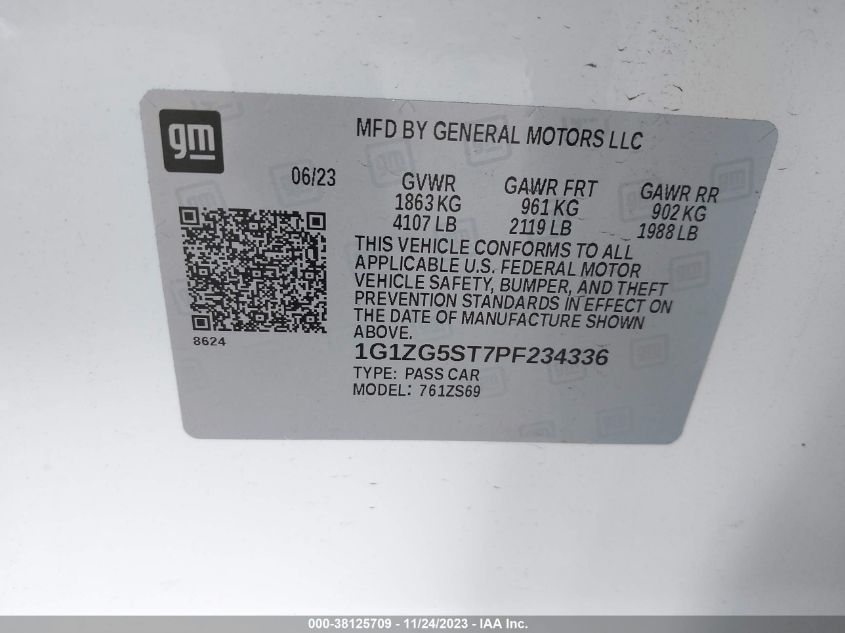 2023 CHEVROLET MALIBU RS - 1G1ZG5ST7PF234336