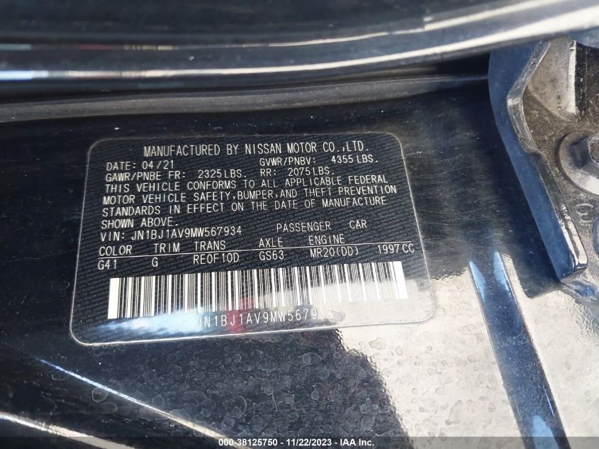 2021 NISSAN ROGUE SPORT S FWD XTRONIC CVT - JN1BJ1AV9MW567934