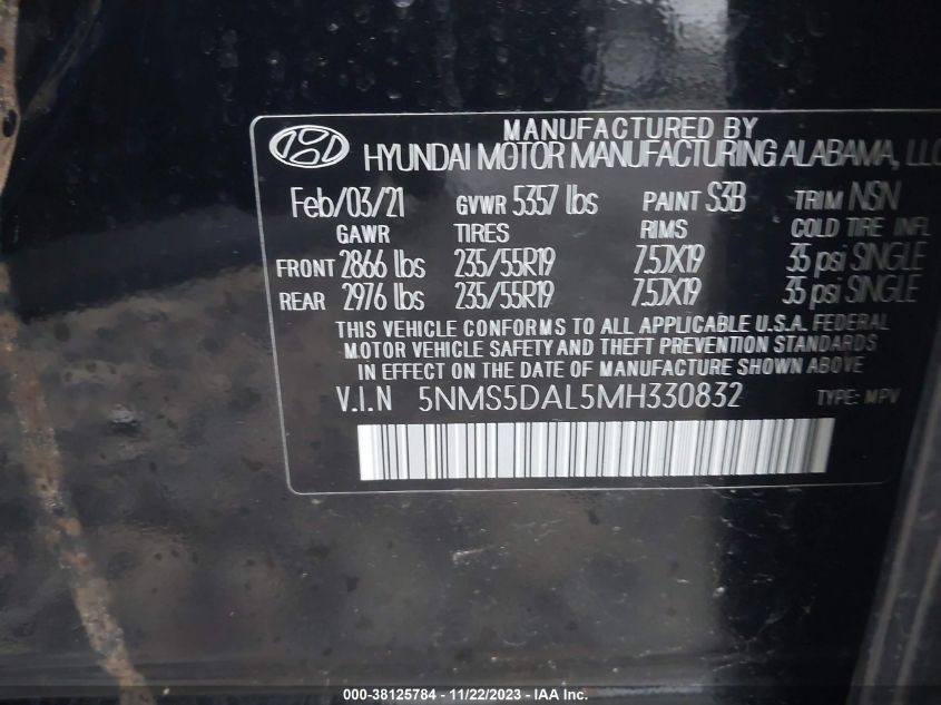 2021 HYUNDAI SANTA FE CALLIGRAPHY - 5NMS5DAL5MH330832