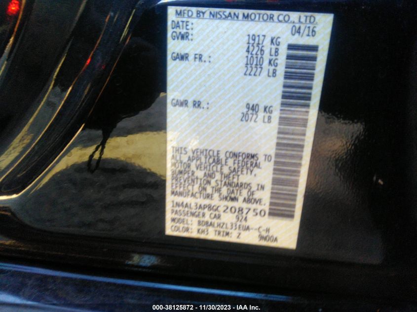 2020 NISSAN ALTIMA SR - 1N4BL4CV4LC131164