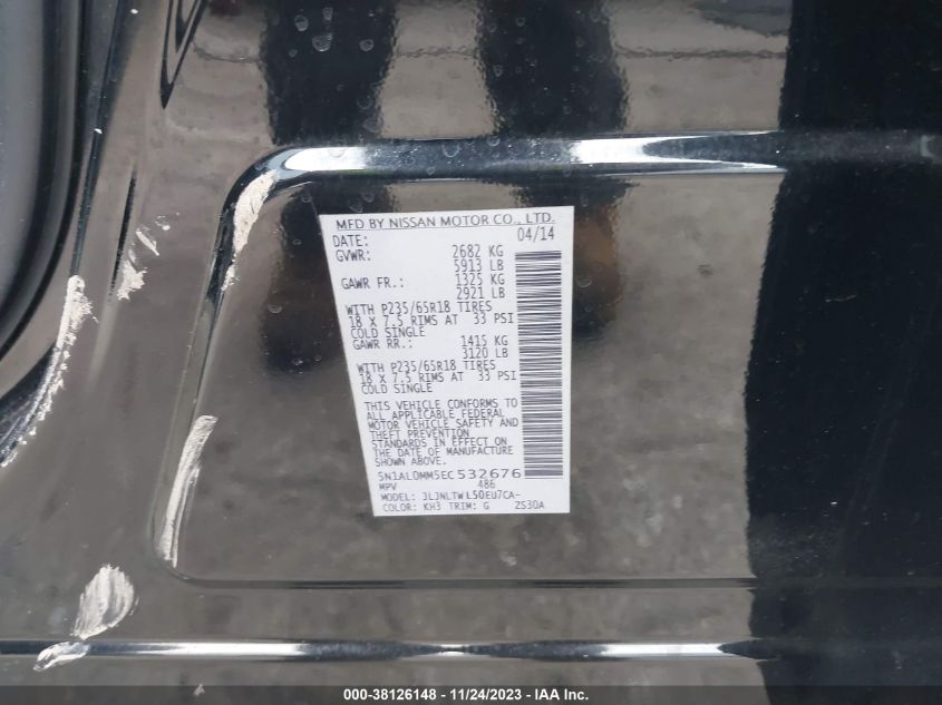 2014 INFINITI QX60 - 5N1AL0MM5EC532676
