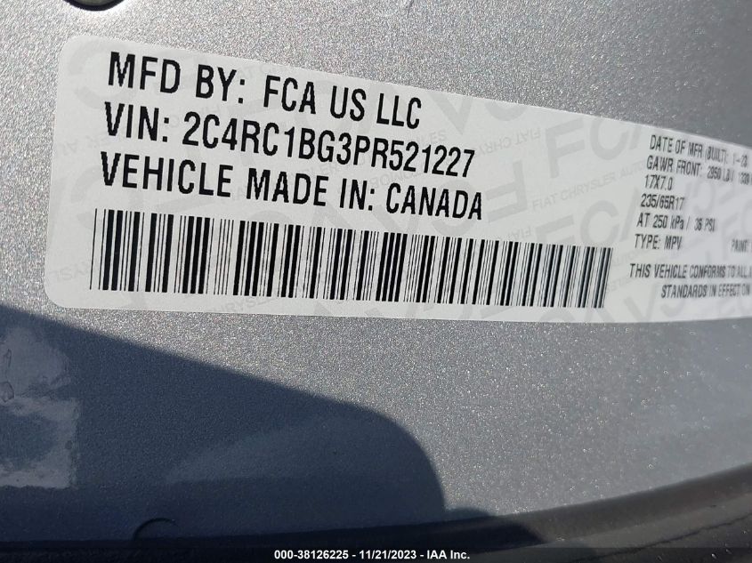 2C4RC1BG3PR521227 2023 CHRYSLER PACIFICA, photo no. 9