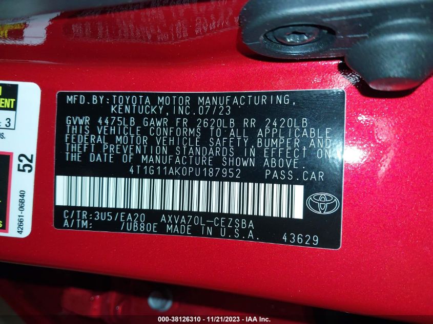 2023 TOYOTA CAMRY SE - 4T1G11AK0PU187952