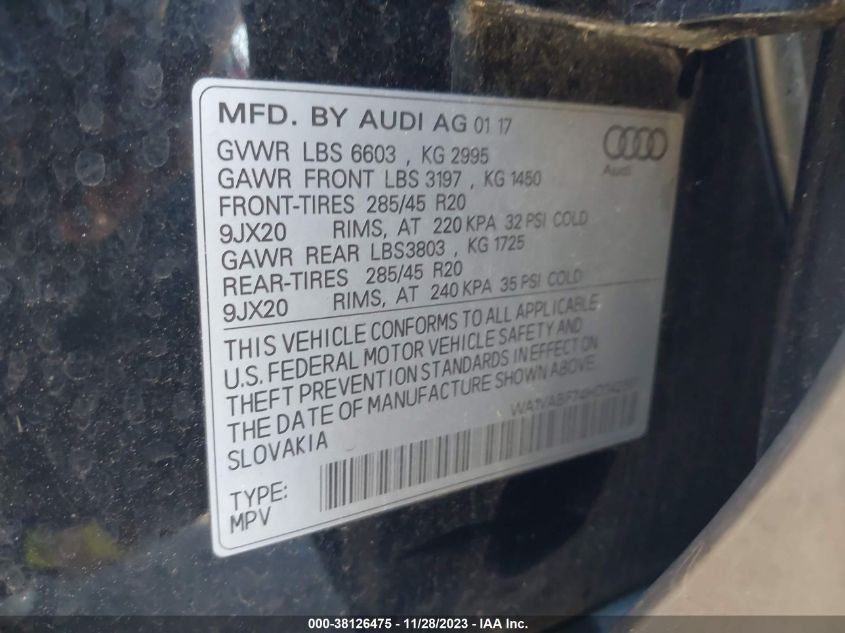 2017 AUDI Q7 PRESTIGE - WA1VABF74HD042561