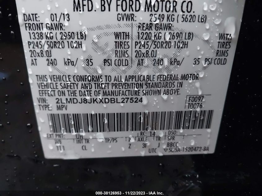 2013 LINCOLN MKX - 2LMDJ8JKXDBL27524