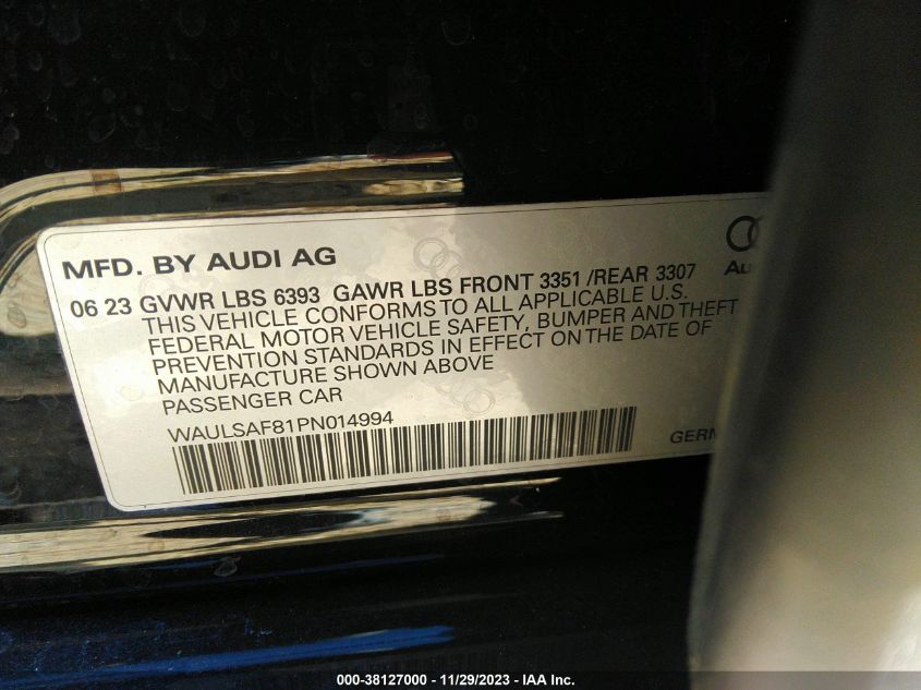 2023 AUDI S8 TFSI QUATTRO TIPTRONIC - WAULSAF81PN014994